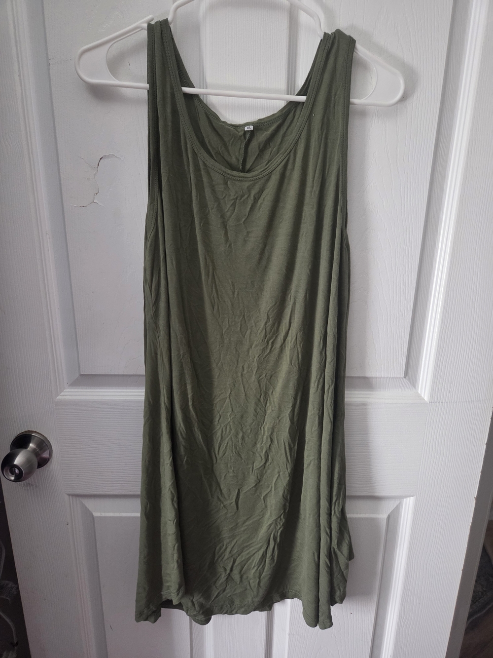 Olive Green Sleeveless Midi Tank Dress